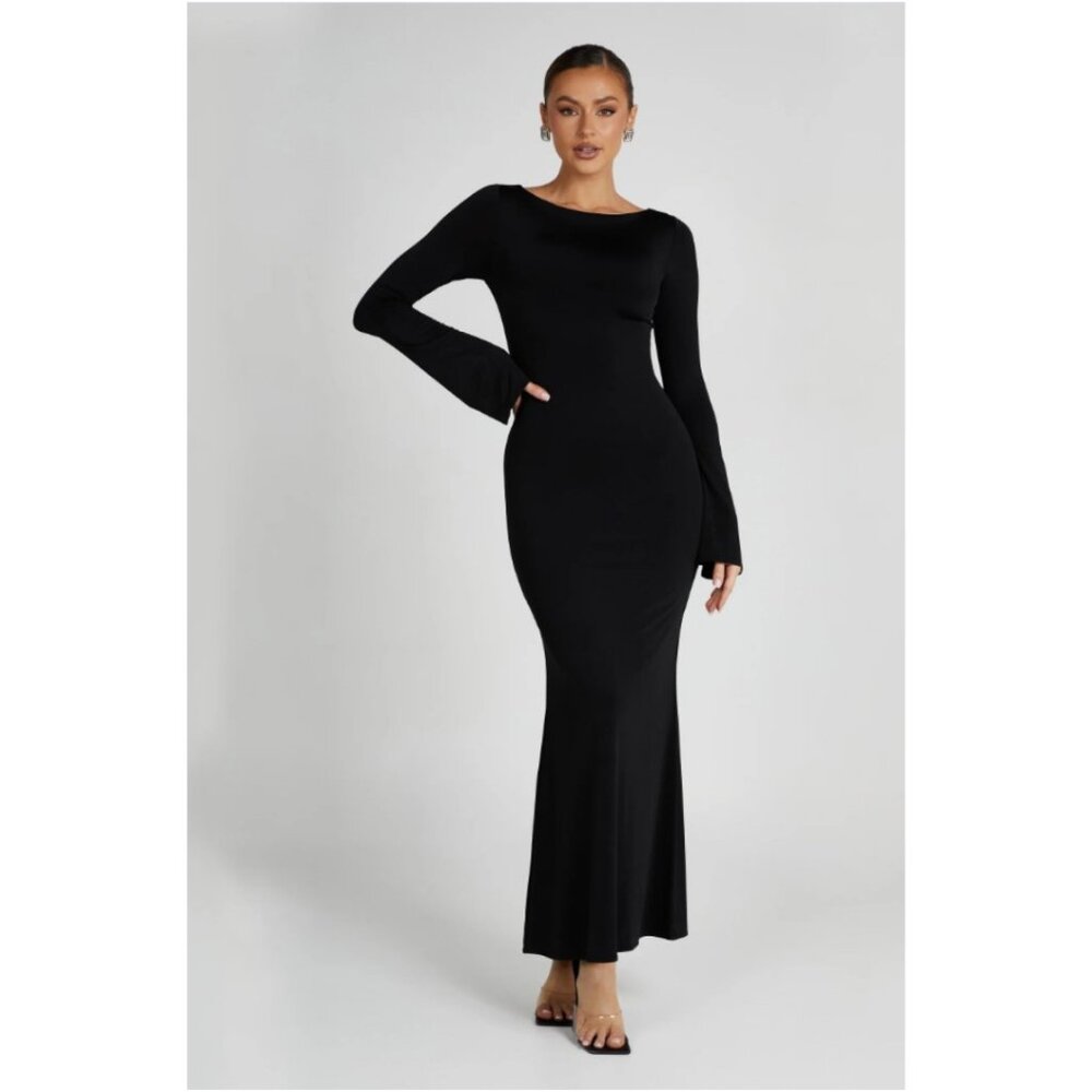 NWT Meshki - TARNA Slinky Fishtail Maxi Dress - Black - XS